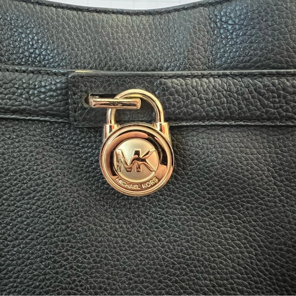 Michael Kors Black Pebbled Leather‎ Crossbody Bag - Gold-Tone Hardware